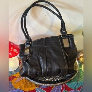 Tignanello black leather hobo bag.